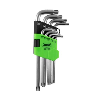 Conjunto de chaves Torx com suporte plástico verde e preto