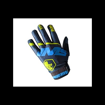 Luva desportiva azul, preta e amarela isolada com fundo branco