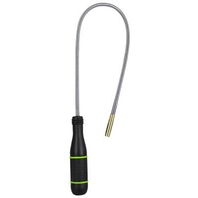 Ferramenta flexível com alça preta e detalhes verdes e ponta metálica dourada