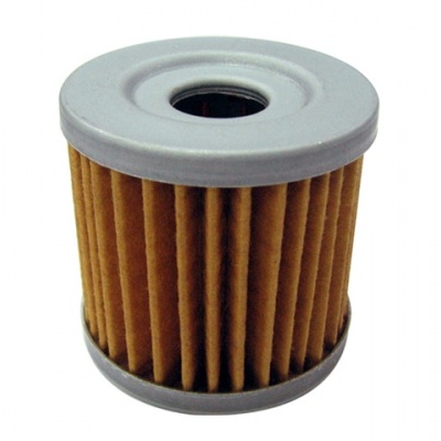 Filtro cylindrical amarelo com laterais cinzentas e orifício central no topo