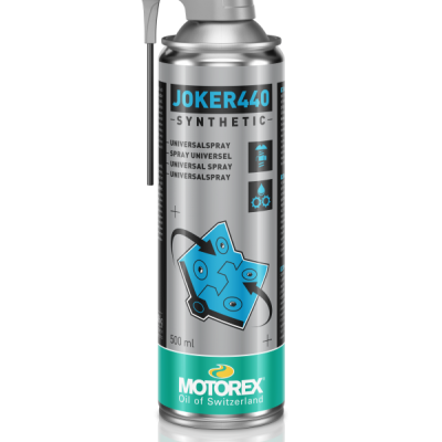 Lata metálica spray universal sintético JOKER440 MOTOREX 500 ml com pulverizador cinzento