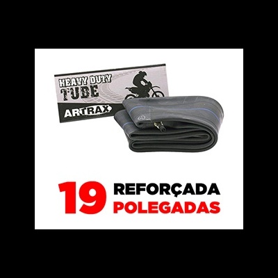 Câmara de ar preta para bicicleta ARTRAX com embalagem e texto promocional