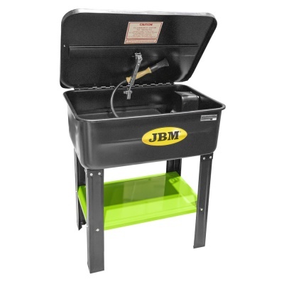 Lava peças industrial preto com tampa e suporte verde, marca JBM