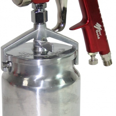 Pistola de pulverização metálica vermelha e cromada