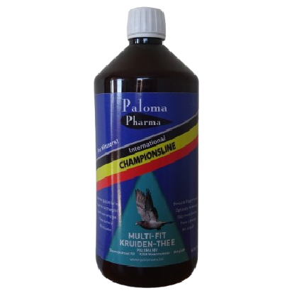 Paloma Multi-Fit Tee Garrafão de suplemento líquido Paloma Pharma com rótulo colorido e imagem de águia