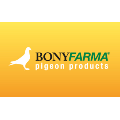 Logótipo BONYFARMA com pombo branco sobre fundo laranja