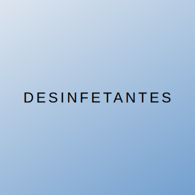 Texto 'DESINFETANTES' em fundo azul degradê