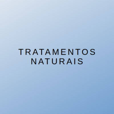 Fundo azul com texto a preto 'TRATAMENTOS NATURAIS' ao centro