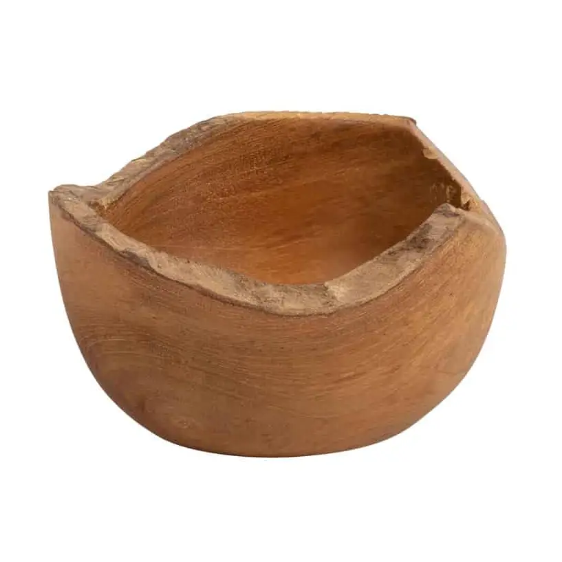 Tigela de madeira rústica castanha