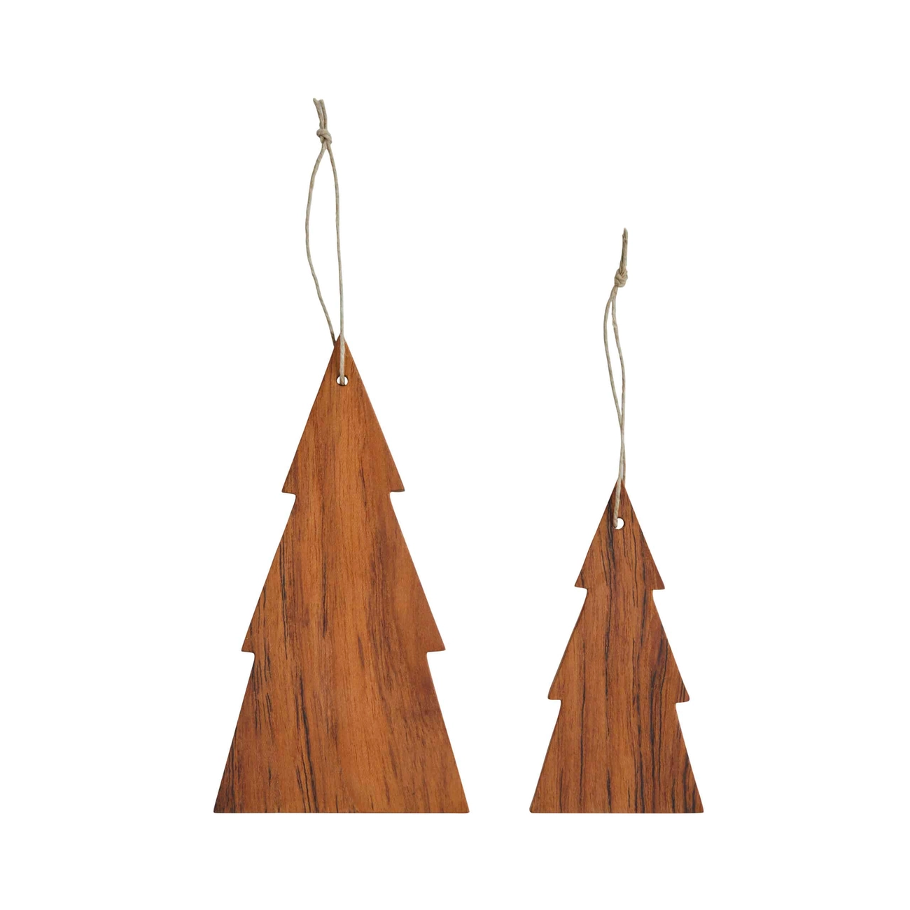 Decorações de madeira em forma de árvore de Natal com corda para pendurar