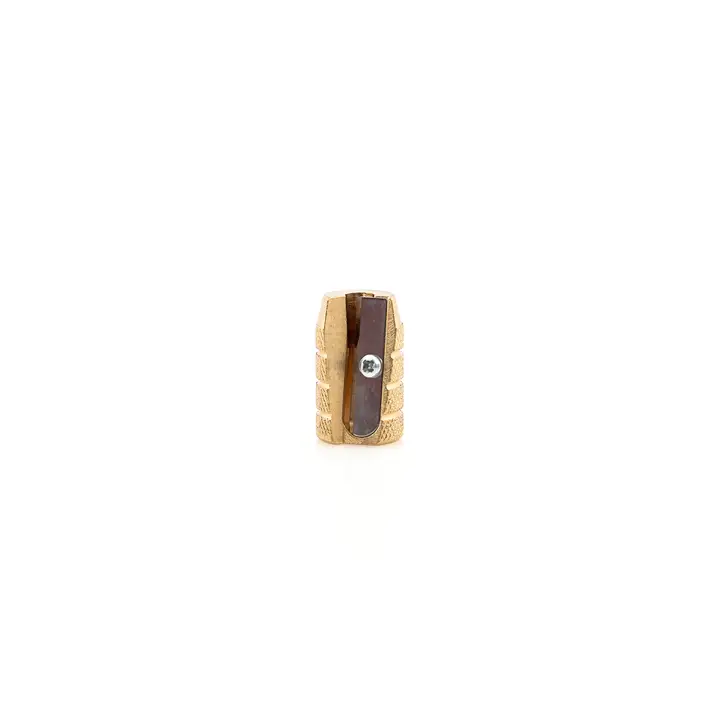 Afiador manual de lápis de metal dourado com lâmina