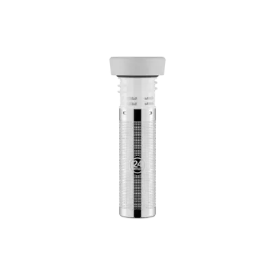 Filtro para garrafa em aço inox e plástico branco com texto 24 BOTTLE