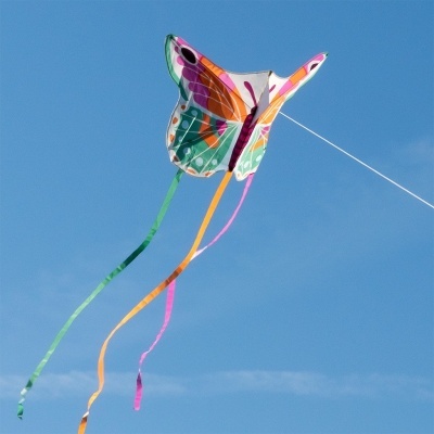 Pipa borboleta colorida a voar no céu