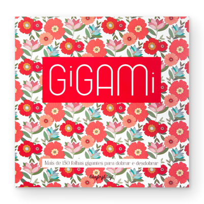 Livro com capa floral colorida e texto GiGAMi
