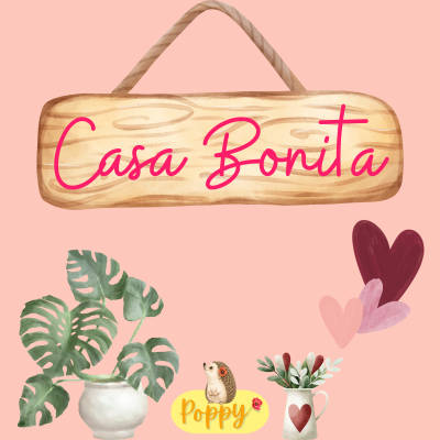 Placa de madeira com texto Casa Bonita em cor de rosa