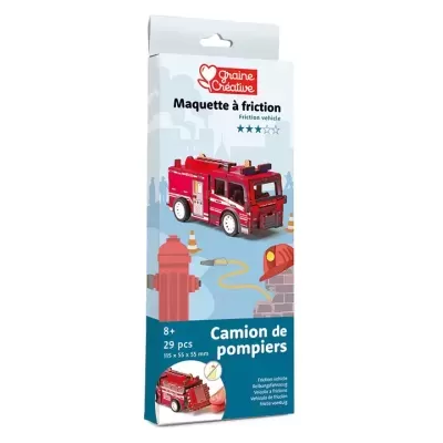 Caixa de maquete à fricção de camião de bombeiros vermelho para montagem