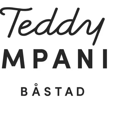 Logotipo com o texto Teddy KOMPANIET BÅSTAD em preto em fundo branco