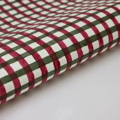 tecido xadrez vermelho verde branco