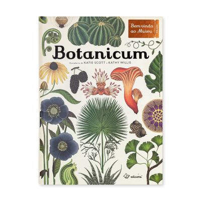 Capa do livro Botanicum com ilustrações botânicas coloridas