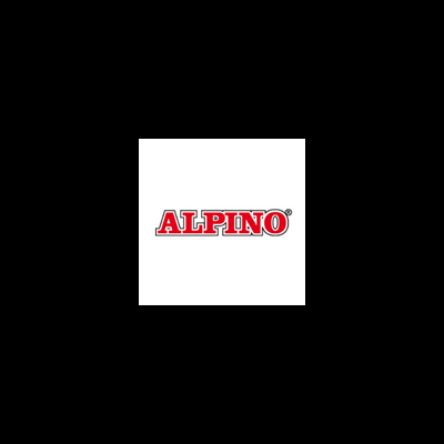 Logotipo ALPINO em vermelho com contorno branco e preto