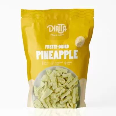Embalagem amarela de ananás desidratado Diata Smart Foods