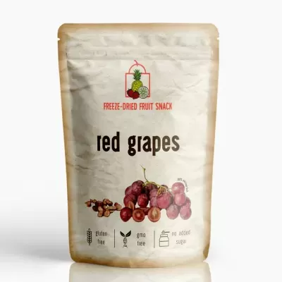Embalagem de snack freeze-dried de uvas vermelhas