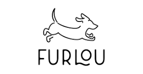 Logótipo com cão a correr e palavra FURLÓU em preto sobre fundo branco