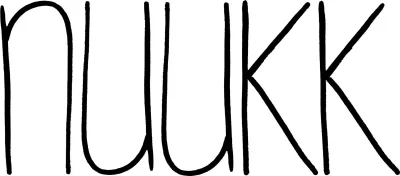 Palavra NUUK em preto sobre fundo branco