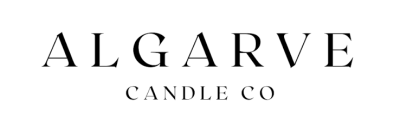 Logotipo com texto negro ALGARVE CANDLE CO sobre fundo branco