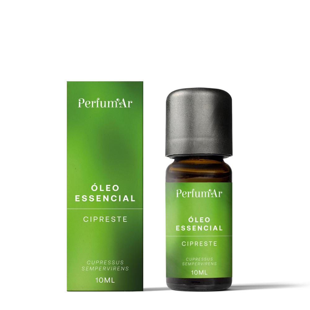 ÓLEO ESSENCIAL CIPRESTE Óleo essencial Cipreste Perfum'Ar em frasco e caixa verdes