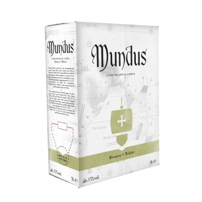 Embalagem caixa vinho Mundus Branco e White 3 litros