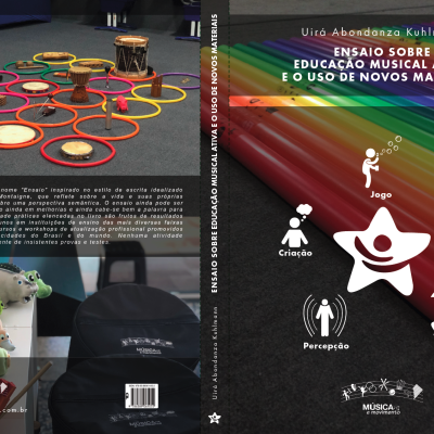 Capa de livro com xilofone colorido e texto educativo em português.