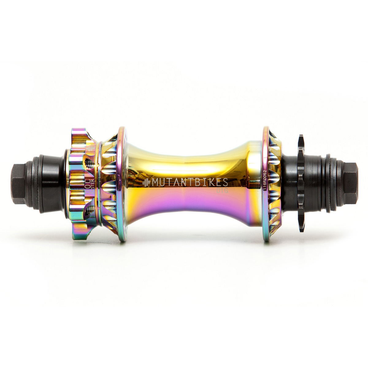 DIG REAR HUB Cubo de bicicleta MUTANTBIKES iridescente sobre fundo branco