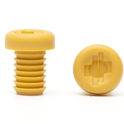 Parafusos plásticos amarelos com rosca grossa