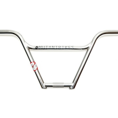 Guiador de bicicleta BMX metálico prateado com decalque vermelho