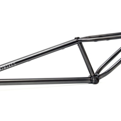 Quadro de bicicleta BMX preto com texto SHADOW CONSPIRACY