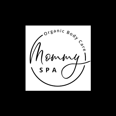 Logotipo circular preto com texto Organic Body Care Mommy SPA
