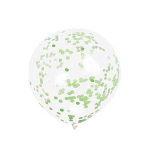 Balão transparente com confetes verdes