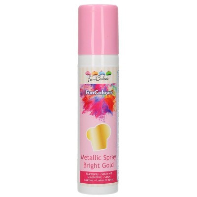 Spray metálico dourado com tampa rosa FunColours