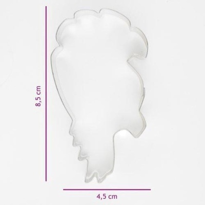 Forma metálica em forma de pássaro com medidas visíveis