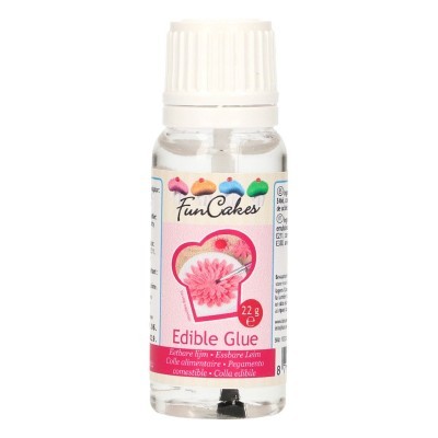 Frasco de cola com rótulo FunCakes Edible Glue cor-de-rosa e branco