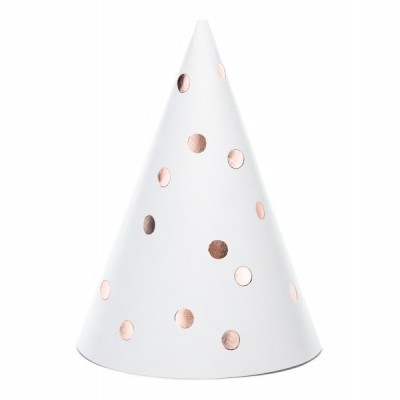 Cone branco com pontos metálicos cor cobre