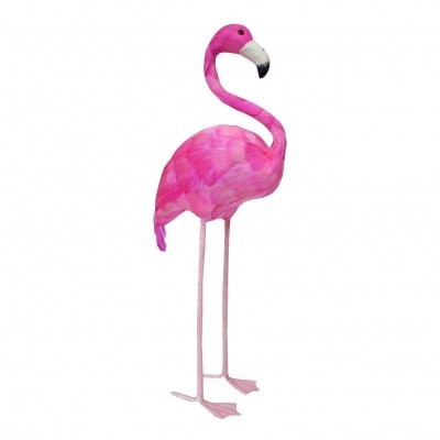 Estátua decorativa de flamingo cor-de-rosa com pernas longas