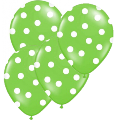 Balões verdes com bolinhas brancas