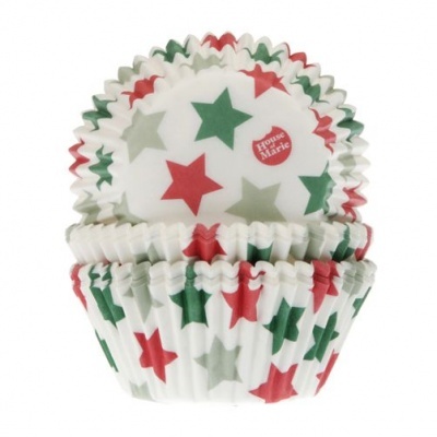 Formas de papel para cupcakes com estrelas coloridas