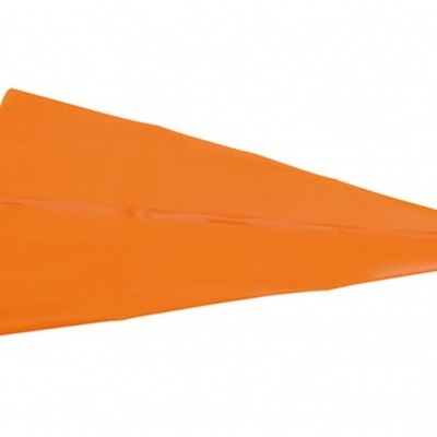 avião de papel laranja sobre fundo branco