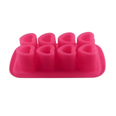 Forma de silicone rosa com oito corações