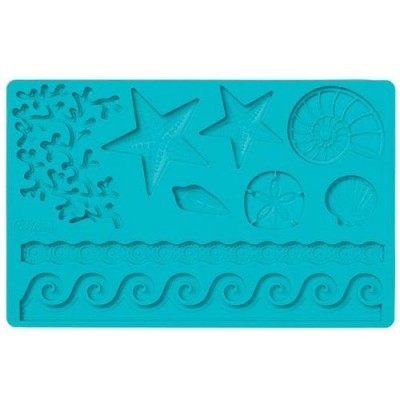 Molde de silicone azul com formas marítimas para decoração