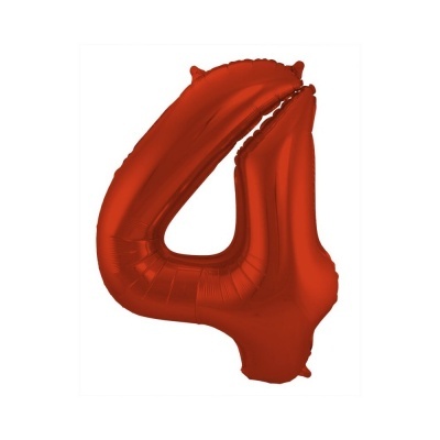 Balão vermelho metalizado em formato do número 4
