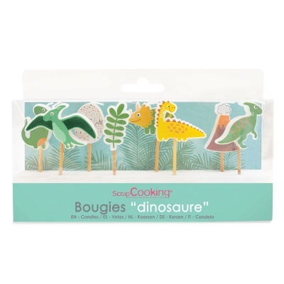 Conjunto de velas dinossauros ScrapCooking em embalagem